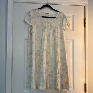 Floral Nightgown with Lace Trim